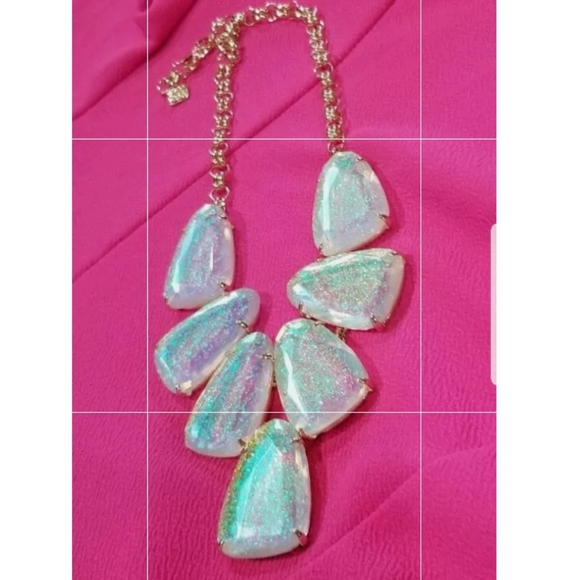 IRIDESCENT DICHROIC FOIL HARLOW NECKLACE GOLD TX - Picture 4 of 11